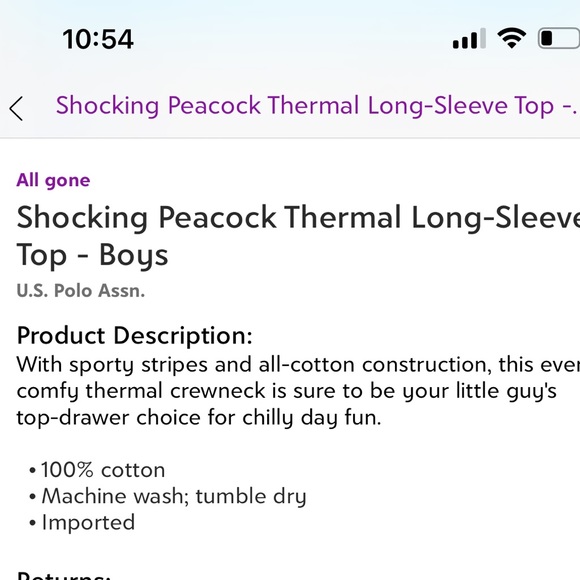 U.S. Polo Assn-Shocking Peacock Striped Thermal Long-Sleeve Top- Boys 14-16 NWT - Picture 5 of 5